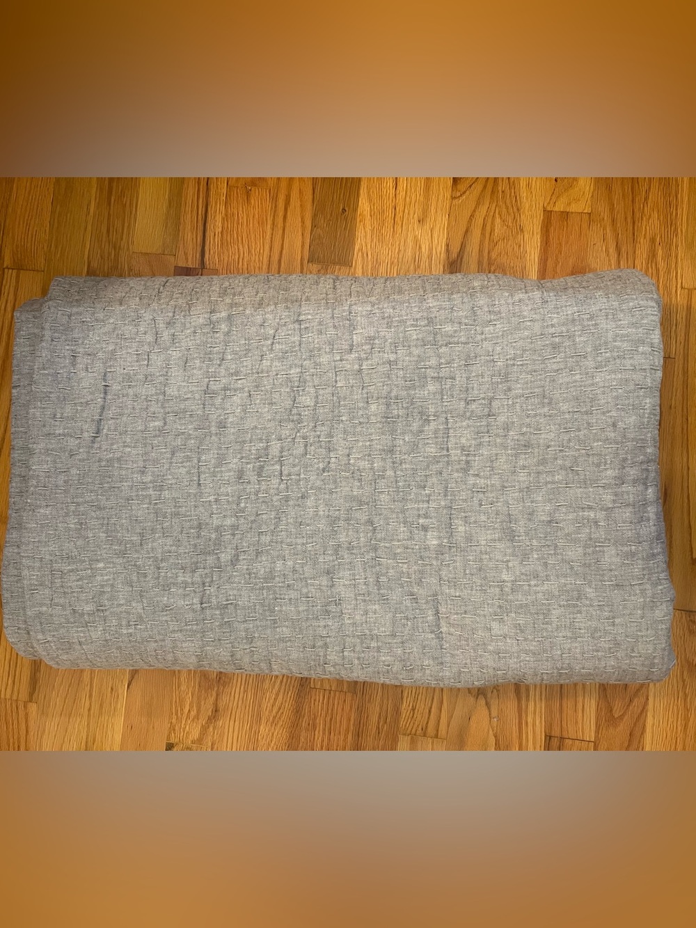 Pottery Barn Gray Pick Stitch King Cotten Linen Quilt
